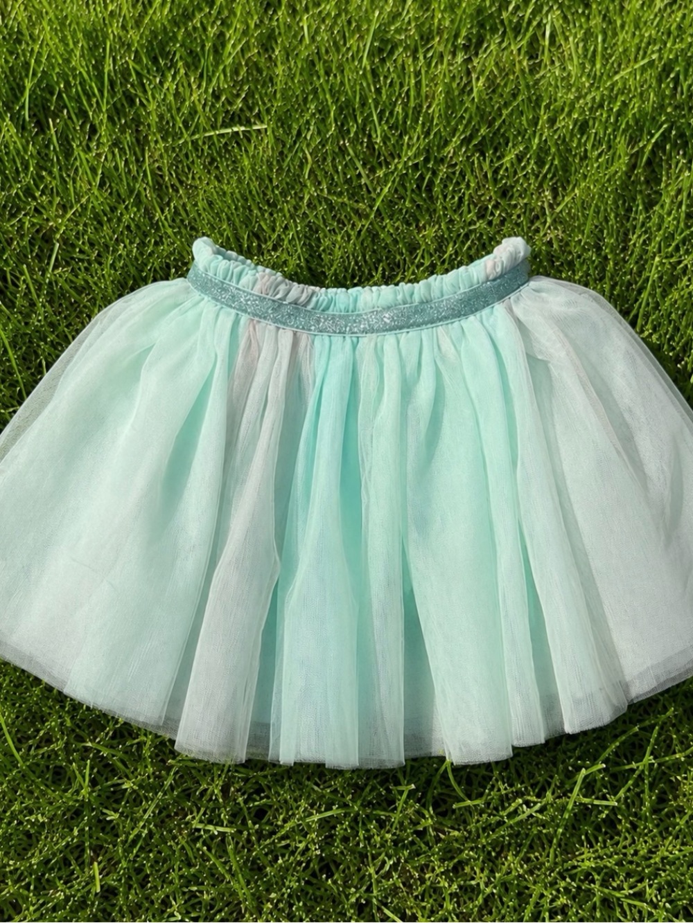 Gymboree Light Green Teal Pink Tulle Skirt Size 7